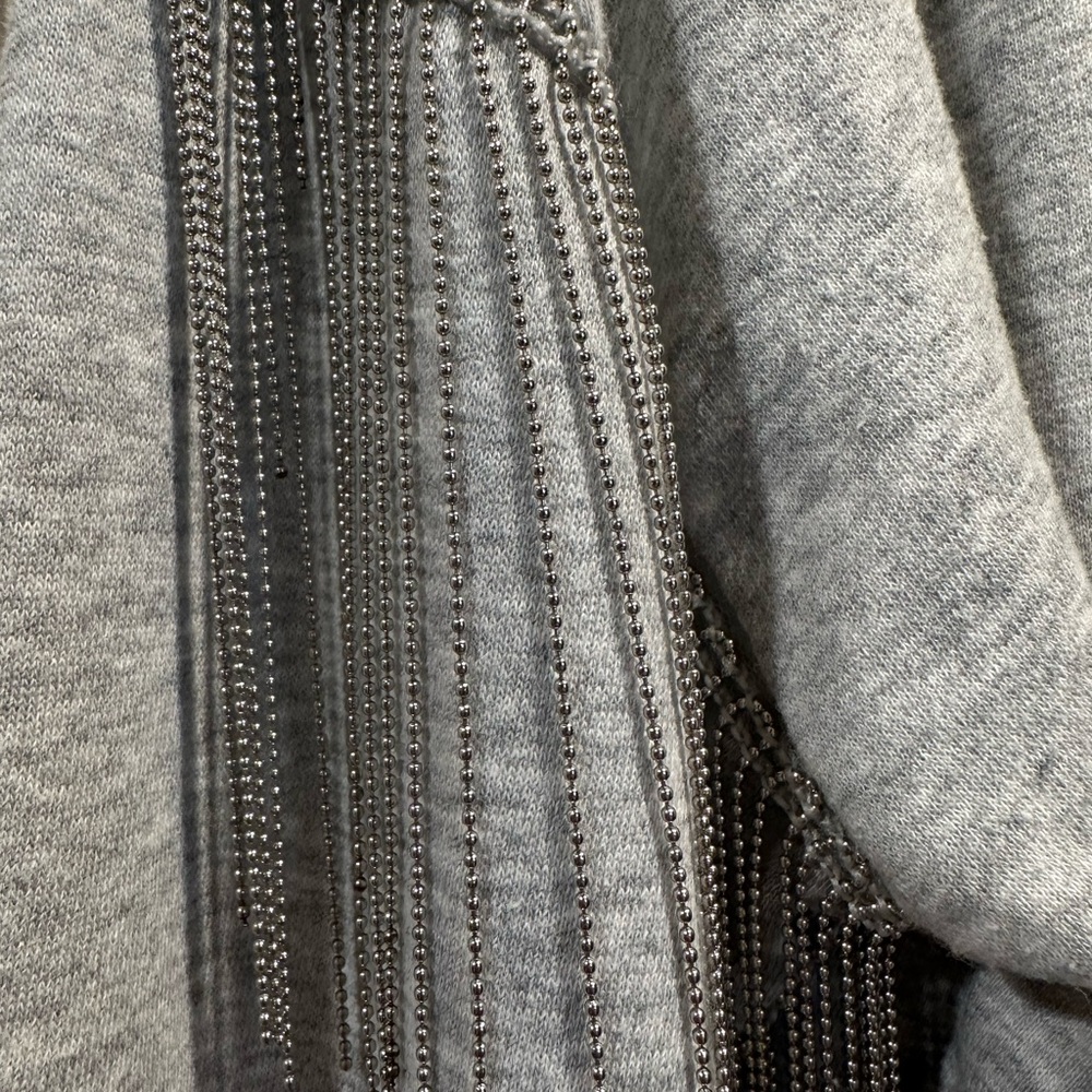 H&M Gray Ball Chain Fringe Sweatshirt NWOT Size M - Picture 8 of 9